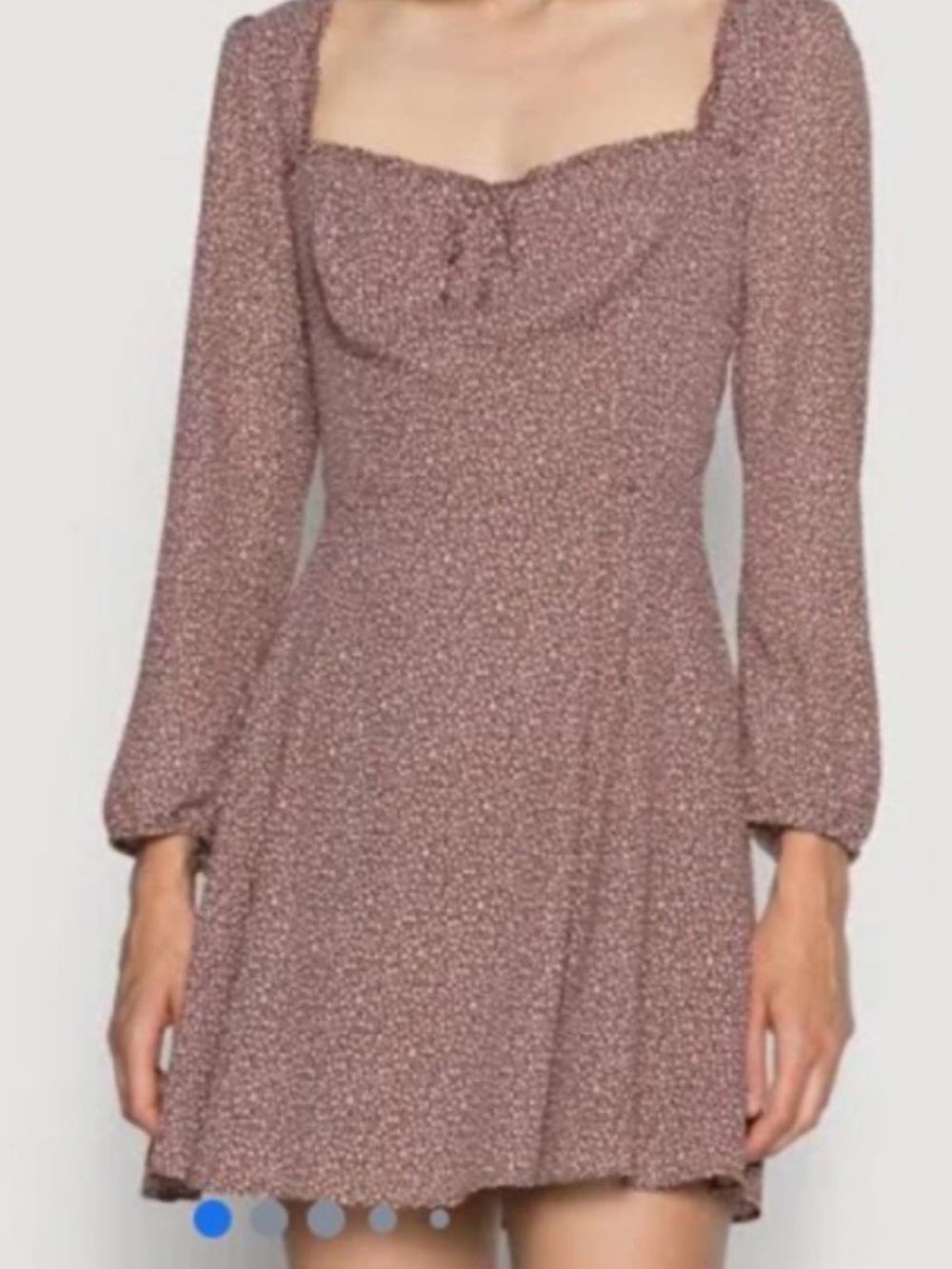 Abercrombie & Fitch Micro-Print Long-Sleeve Square-Neck Dress